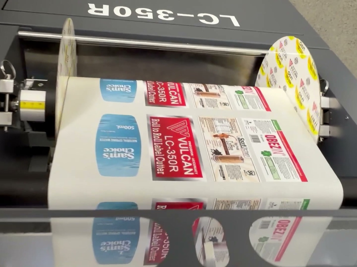 Vulcan LC-350R finishing a printed label web